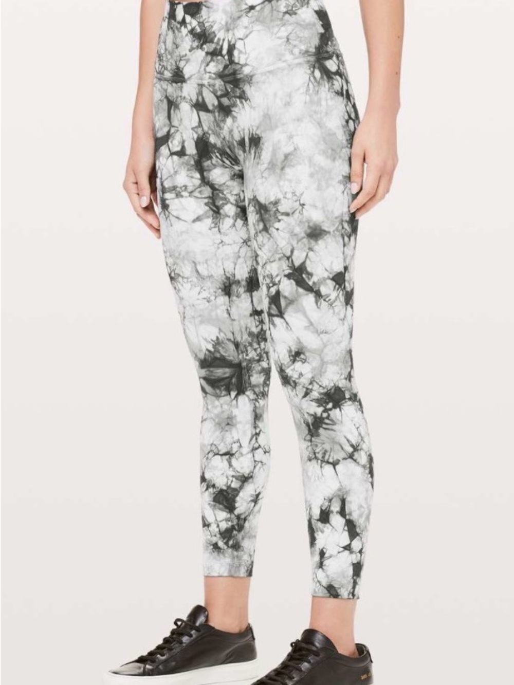 Lululemon Wunder Under Hi-Rise 7/8 Leggings. White Gray Tie Dye. Size 4